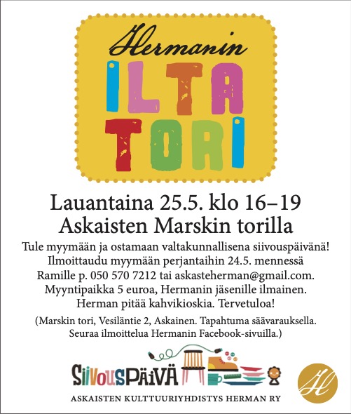 Hermanin iltatori la 25.5. klo 16-19
